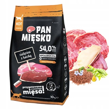 PAN MIĘSKO Karma sucha dla kota Cielęcina Kaczka 10 kg