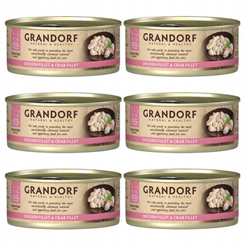 GRANDORF zdrowa karma mokra dla kota Kurczak Krab 6 x 70g Bezzbożowa