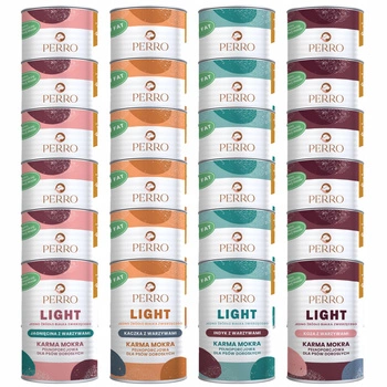 PERRO Light Monobiałkowa karma mokra dla psa mix smaków 24 x 400g