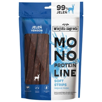 WIEJSKA ZAGRODA MONOPROTEIN Jeleń paski przysmak smakołyk dla psa 100g