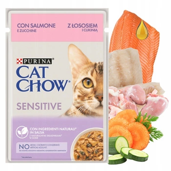 Purina Cat Chow Sensitive mokra karma dla kota w sosie Łosoś z Cukinią 85g