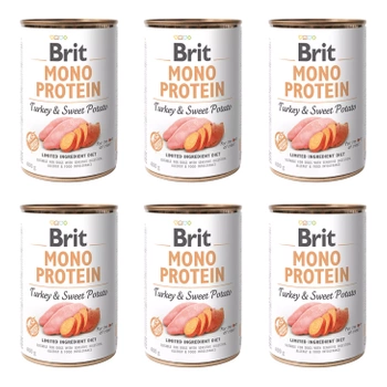 BRIT MONO Karma mokra dla psa Indyk Batat 6x400g