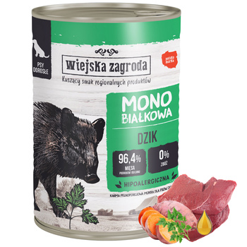 WIEJSKA ZAGRODA Karma mokra dla psa MONO PROTEIN Dzik 400g