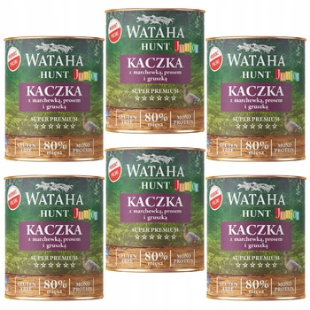 WATAHA HUNT Junior karma mokra dla szczeniąt Kaczka z Prosem 6 x 800g