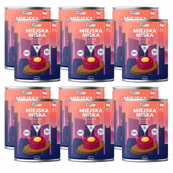 Gaczoo Miejska Miska bezzbożowa karma mokra dla kota Tatar Wołowy 12 x 400g
