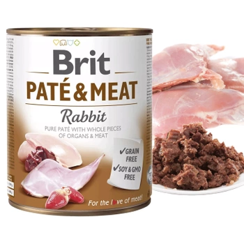 BRIT PATE & MEAT Karma mokra dla psa Królik 800g Bezzbożowa