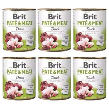 BRIT PATE & MEAT Karma mokra dla psa Kaczka  6 x 800g Bezzbożowa