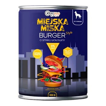 Gaczoo Miejska Miska bezzbożowa karma mokra dla psa Burger Wołowy 400g