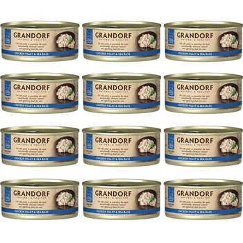 GRANDORF zdrowa karma mokra dla kota Kurczak Okoń 12 x 70g Bezzbożowa
