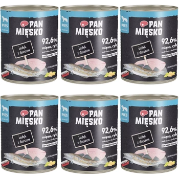 PAN MIĘSKO Karma mokra dla psa Indyk Dorsz 6 x 800g Bezzbożowa