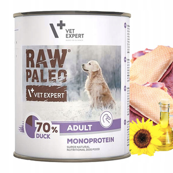 RAW PALEO Karma mokra dla psa Kaczka 800g Bezzbożowa