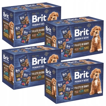 BRIT BY NATURE fileciki karma mokra dla psa mix smaków 48 x 85g bezzbożowa