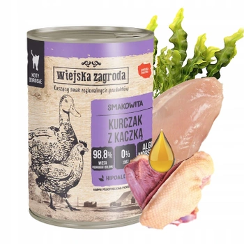 WIEJSKA ZAGRODA Karma mokra dla kota Kurczak Kaczka 400g Bezzbożowa