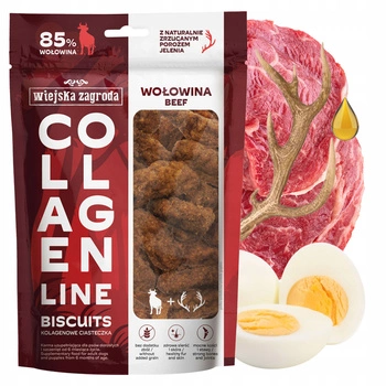 WIEJSKA ZAGRODA COLLAGEN Ciasteczka kolagenowe przysmak psa Wołowina 90g