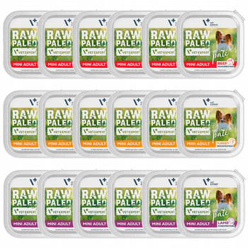 RAW PALEO PATE Mini Adult Mix Smaków karma dla psa mokra 18 x 150g bez zbóż