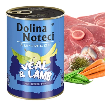 DOLINA NOTECI Superfood Karma mokra dla psa Jagnięcina Cielęcina 400g Bezzbożowa