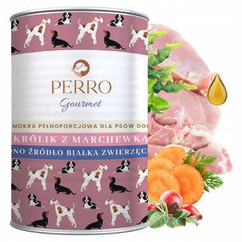PERRO Gourmet Karma mokra dla psa Królik z marchewką 400g