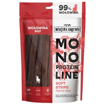 WIEJSKA ZAGRODA MONOPROTEIN Wołowina paski przysmak smakołyk dla psa 100g