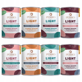 PERRO Light Monobiałkowa karma mokra dla psa mix smaków 8 x 400g
